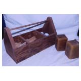 Vintage wooden tool caddy w/ primitive home