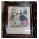 3 Godey fashion prints in frames, 12" x 15"