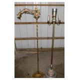 Vintage metal floor lamp w/ slag glass base -