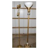 2 antique brass floor lamps
