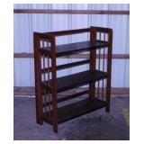 Mission style folding walnut shelving unit,