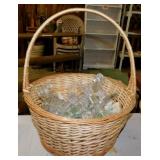 Glass candlesticks w/ wicker basket,