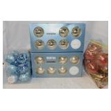 3 boxes of Christmas tree ornaments: