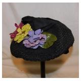 5 ladies black mourning hats - Brown hat