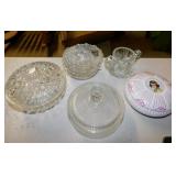 Vintage crystal glass candy dishes w/ lids, 6"