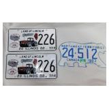3 embossed metal license plates: