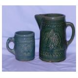 Early Nelson McCoy Pottery Green Grapes pitcher &