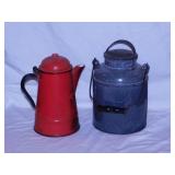 Graniteware: Milk pail w/ lid - campfire coffee