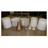 9 lamp shades of various sizes