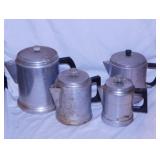 4 vintage Comet aluminum coffee percolators,