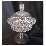 Vintage pedestal glass candy dish w/ lid -