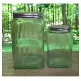 Vintage Tea & Coffee ribbed glass Hoosier cabinet