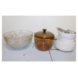 Corning Visions amber glass dutch oven w/ lid -