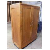 Wooden 2 door wardrobe cabinet w/ shelves,