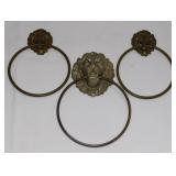 3 brass lion head rings