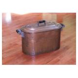 Nice antique copper boiler w/ lid, 25" wide