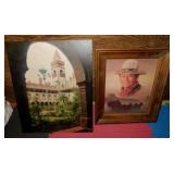 Framed John Wayne art print -