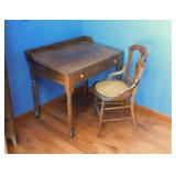Antique walnut writing desk w/ drawer,