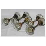 5 nice pair antique glass & brass door knobs
