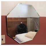 Octagon shaped beveled wall mirror, 24" diam.