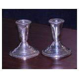 Crown weighted sterling silver candlesticks,