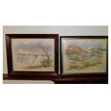 Two 1985 framed Chrystal Wynn art prints: