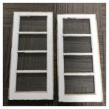 Vintage 4 pane framed windows, 30" x 14"