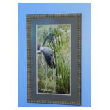 Heron in Tall Grass photo, double matted &