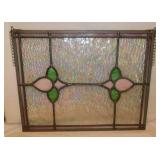 Vintage leaded slag glass window panel, 18" x 14"