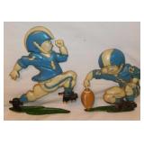 Three 1976 Homco cast metal football players wall
