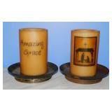 2 flameless candle lanterns, 7" tall