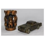 2 vintage metal coin banks: 1955 Thunderbird car
