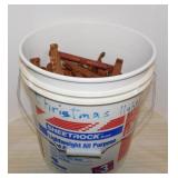 Wooden Lincoln Logs in bucket, 11.5" x 13" tall