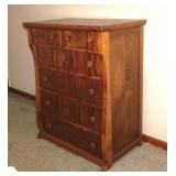 Antique tiger oak 6 drawer highboy chest,