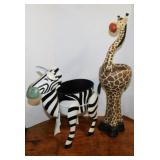 Zebra & giraffe metal patio planters,