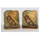 Vintage gilded cast iron lion bookends