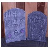 2 foam Halloween yard art gravestones, 25" tall -