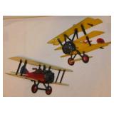 Two 1975 Homco cast metal WW1 bi-plane wall