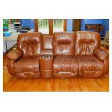 Vinyl electric double recliner sofa couch w/