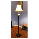 Metal floor lamp w/ finial & linen shade,