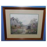 Amish Life print by Carl Valente, matted &