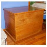 Nice hand crafted firewood storage box w/ lid on