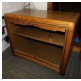 Wooden entertainment stand w/ double glass doors,