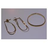 14K yellow gold chain loop pierced earrings -