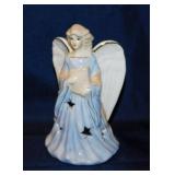 Porcelain angel tealight holder, 7" tall -