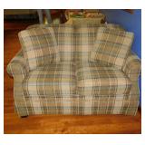Nice Craftsmaster plaid loveseat with throw