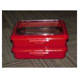 2 Fancy Panz serving pans w/ latched lids, racks &