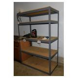 Metal 5 shelf shelving unit w/ wood shelves,