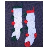 Christmas: 2 Kitschy hand crocheted stockings -