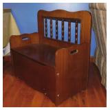 Small wooden bench w/ seat storage, 32" wide